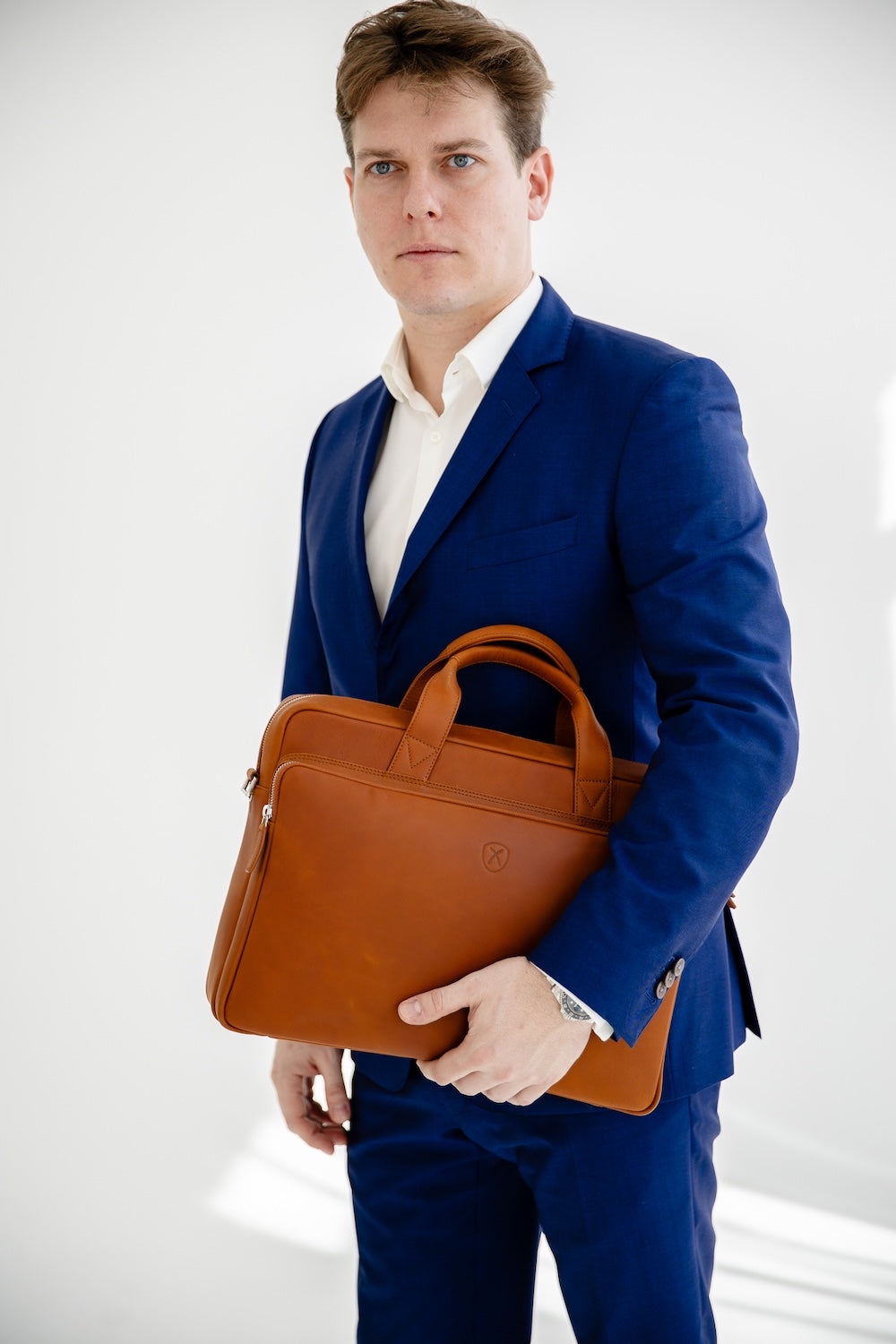 Businesstasche Laptoptasche 15 Zoll Leder cognac - Corf Offermann