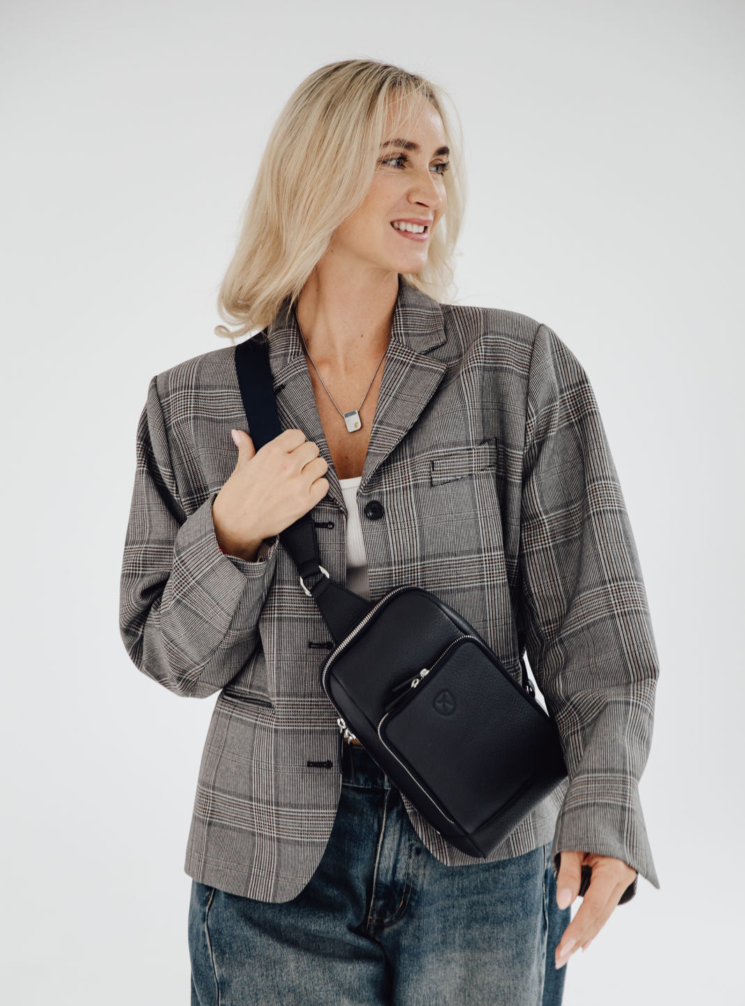 Crossover Tasche Leder Schwarz