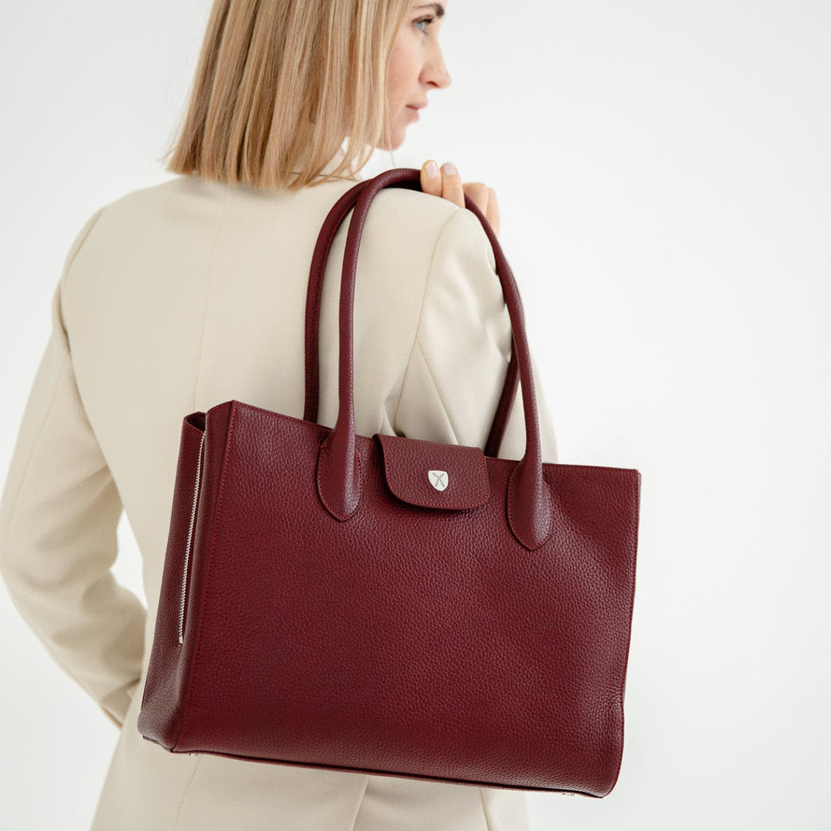 Handtasche Businesstasche 14 Zoll Leder bordeauxrot - Corf Offermann