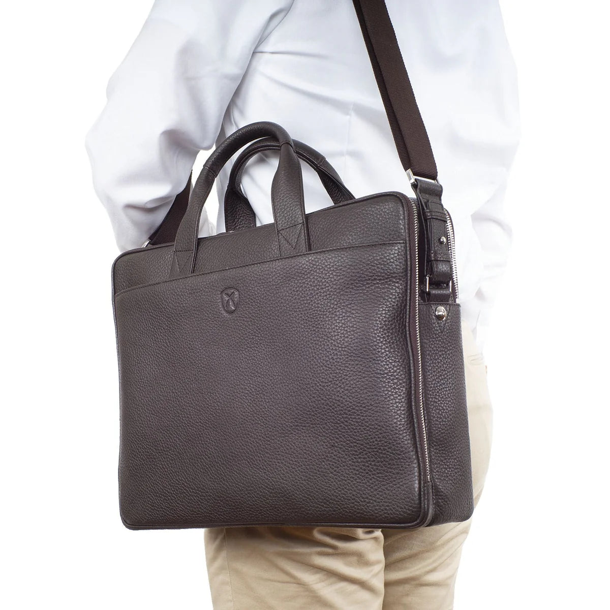 Laptoptasche Businesstasche 17 Zoll Leder braun 2 große Fächer
