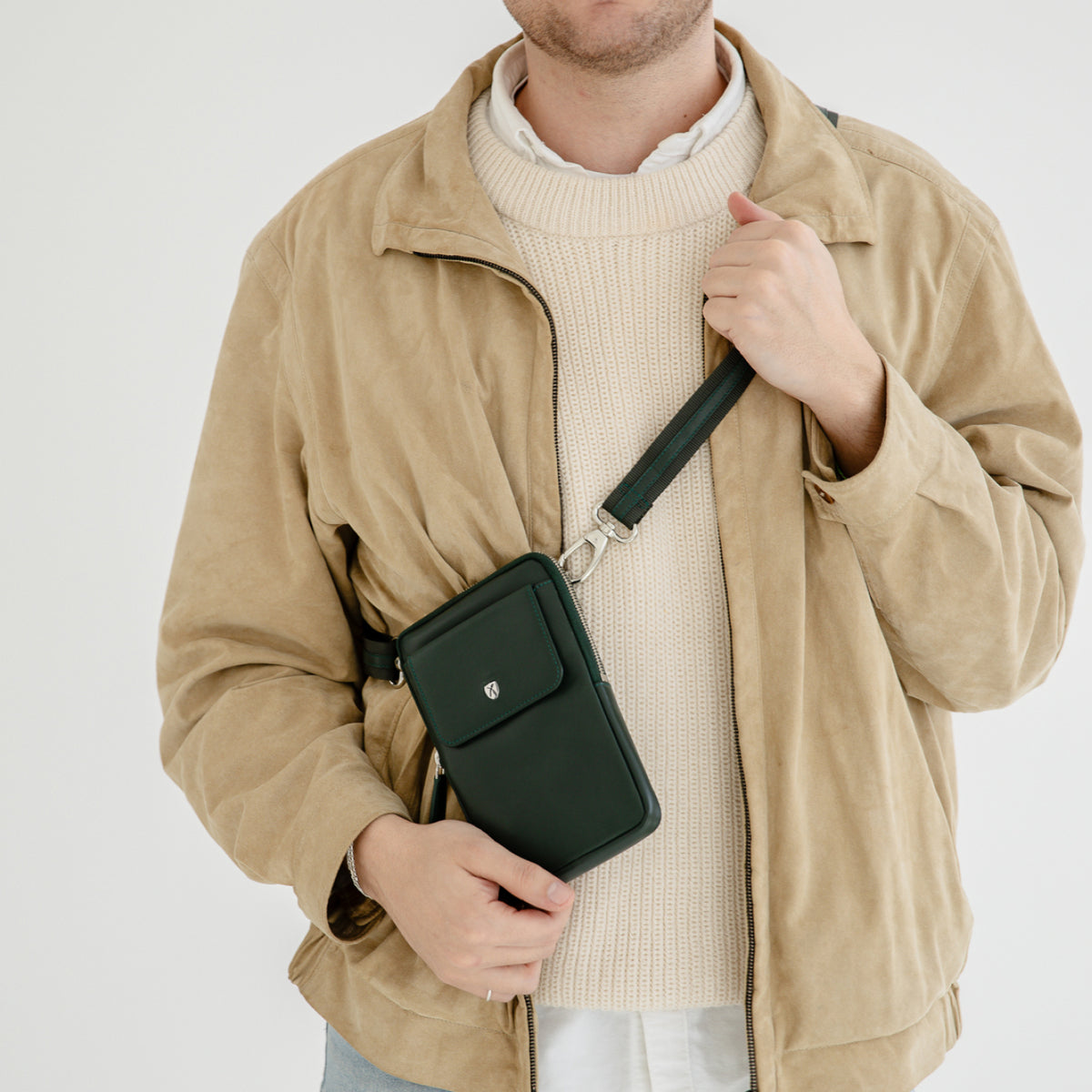 Telefontasche Crossover Leder grün - Corf Offermann