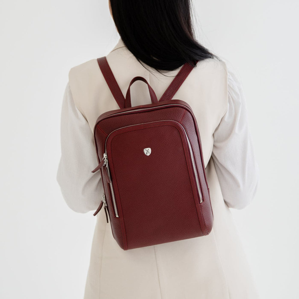 Businessrucksack Lederrucksack 14 Zoll Leder bordeauxrot - Corf Offermann